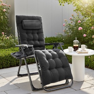 JIONJOY Zero Gravity Folding Lounge Chair - Removable Cushion & Cup Holder Tray, Reclining Patio Camping Chair-Black - 1 of 4