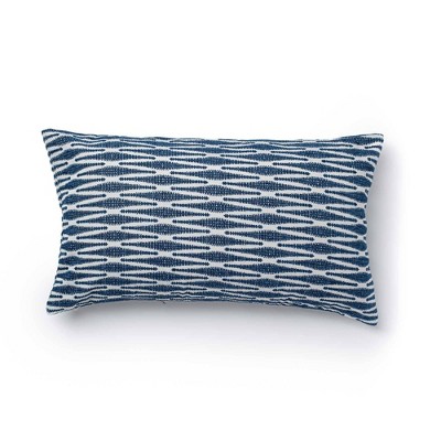 14"x24" Shelmar Geometric Lumbar Throw Pillow Navy - Sure Fit