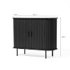 LuxenHome Mid-Century Modern 2-Door Accent Cabinet with Slatted Sliding Doors, Black - 3 of 4