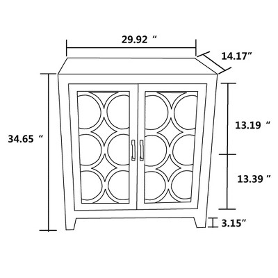 Garcelle Chic White and Mirrored Glass Circular 2-Door Sideboard