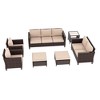 Sonkuki 7 Pieces PE Rattan Furniture Set with Side Table, Patio Chair with Cushion, Ottomans for Lawn, Light Gray - 2 of 4