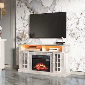 NicBex TV Stand for 65 Inch TV with Glass Door Design,TV Entertainment Center with 23-Inch Electric Fireplace,TV Console Table for Living Room - 1 of 4
