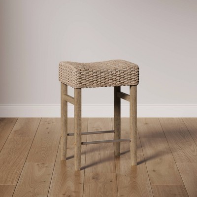 Nathan James Harvey Rattan Counter Height Barstool with Woven Seagrass Brushed