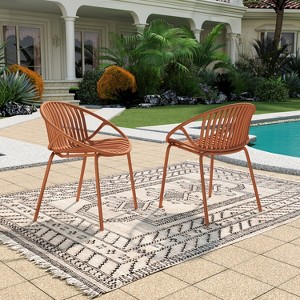 Christopher Knight Home Outdoor Modern Stackable Polypropylene and Iron Dining Chair (Set of 2) - 1 of 4