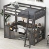 Whisen Elegant Design Twin Size Loft Bed with Desk, Drawers and Storage Shelves - 2 of 4