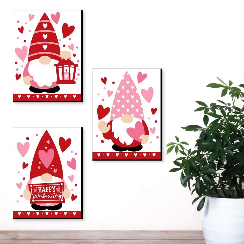Big Dot of Happiness Valentine Gnomes -Valentine's Day Wall Art and Kids Room Decor - 7.5 x 10 inches - Set of 3 Prints, 2 of 8