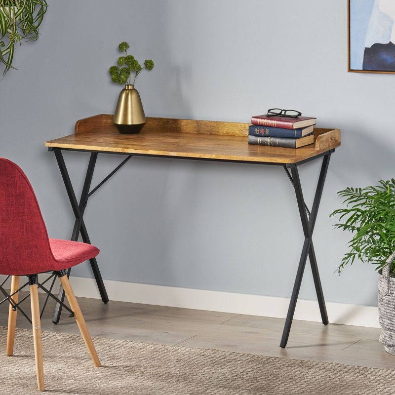 Groveport Modern Industrial Handcrafted Mango Wood Tray Top Desk Natural/Black - Christopher Knight Home, 3 of 12