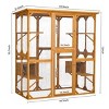 LAOTIES 72" Large Outdoor Wooden Catio,Weatherproof Cat House With Roof,3 Platforms and 2 Sleeping Houses - 2 of 4
