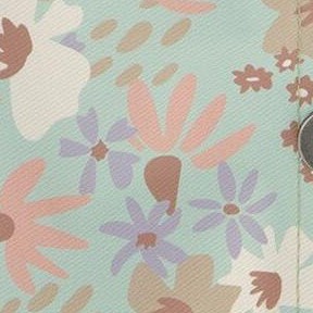 small white flowers on turquoise and lilac