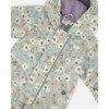Deux par Deux Girl Baby Printed Mid-Season One-Piece Outerwear with Hat Small White Flowers on Turquoise and Lilac - 4 of 4