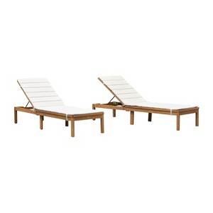 Amazonia 2pc Waikiki Eucalyptus Wood Outdoor Patio Chaise Lounge Set with Cushions Brown/Gray - 1 of 4