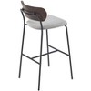 Nordlys | Set of 2 Bar Stools with Wooden Back and Gray Fabric, Modern Design Style ,Upholstery , Dining Room - 2 of 4