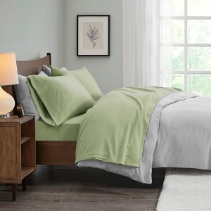 Elegant Solid Micro Fleece Sheet Set, All Season Bedding Sets, Cozy Home Textile fits Lux Bedroom Decor,Valentine's Day Gifts - 1 of 4