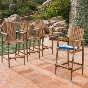 Christopher Knight Home Malibu Outdoor Acacia Wood 29.5 Inch Adirondack Barstools (Set of 4) - 1 of 4