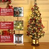Homhougo 4.5FT Flocked Christmas Tree with Berry Clusters and Potted Base, Classic Tree for Porch or Hallway - 3 of 4
