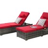 Outdoor Patio Lounge Set, Tanning Lounges with Adjustable Backrest and Cushions, Patio Pool Chairs Tanning Lounges with Storage-Coolbibila - 3 of 4