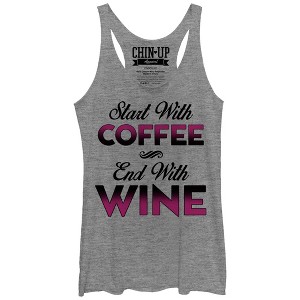 Women's CHIN UP Start With Coffee End With Wine Racerback Tank Top - 1 of 3