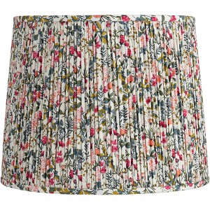 Springcrest Sally 13" Top x 15" Bottom x 12" High x 12" Slant Print Lamp Shade Replacement Medium Meadow Drum Pleated Floral Spider Harp Finial - 1 of 4