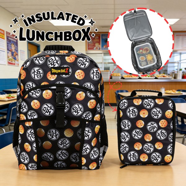 Set de mochila y lonchera de 16" de Dragon Ball Z con estampado completo para escuela y viajes 4