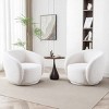 Set of 2 Swivel Accent Chairs, Boucle Barrel Chair with Solid Wood Frame,Single Upholstered Barrel Lounge Armchairfor Living Room-Koiai - 2 of 4