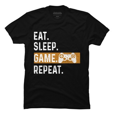 Men's Design By Humans Eat Sleep Game Repeat By MeowShop T-Shirt - Black -  Small