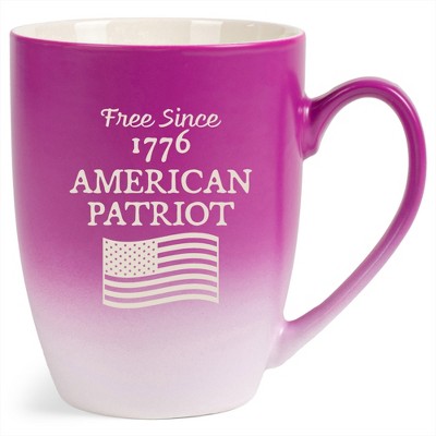100 North United States of America 10 Ounce Pink and White Two Toned Ombre, Comfortably Fits Your Hands, Ceramic Tea Coffee Cup Mug, Free Since 1776