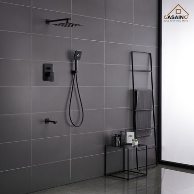 Nickel Wall-Mounted Multi-Head Rain Shower System with Filter