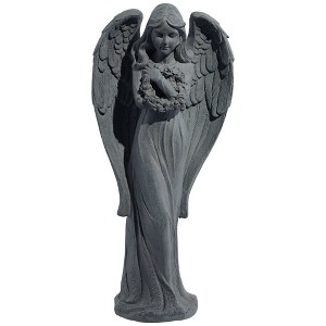 John Timberland Standing Angel Statue Sculpture English Decor Indoor Outdoor Garden Front Porch Patio Yard Outside Faux Greystone Ceramic 25" Tall - 1 of 4