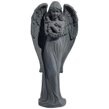 John Timberland Standing Angel Statue Sculpture English Decor Indoor Outdoor Garden Front Porch Patio Yard Outside Faux Greystone Ceramic 25" Tall