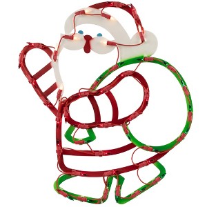 Northlight 17.5" Lighted Santa Claus with Gift Sack Outdoor Christmas Window Silhouette - 1 of 4