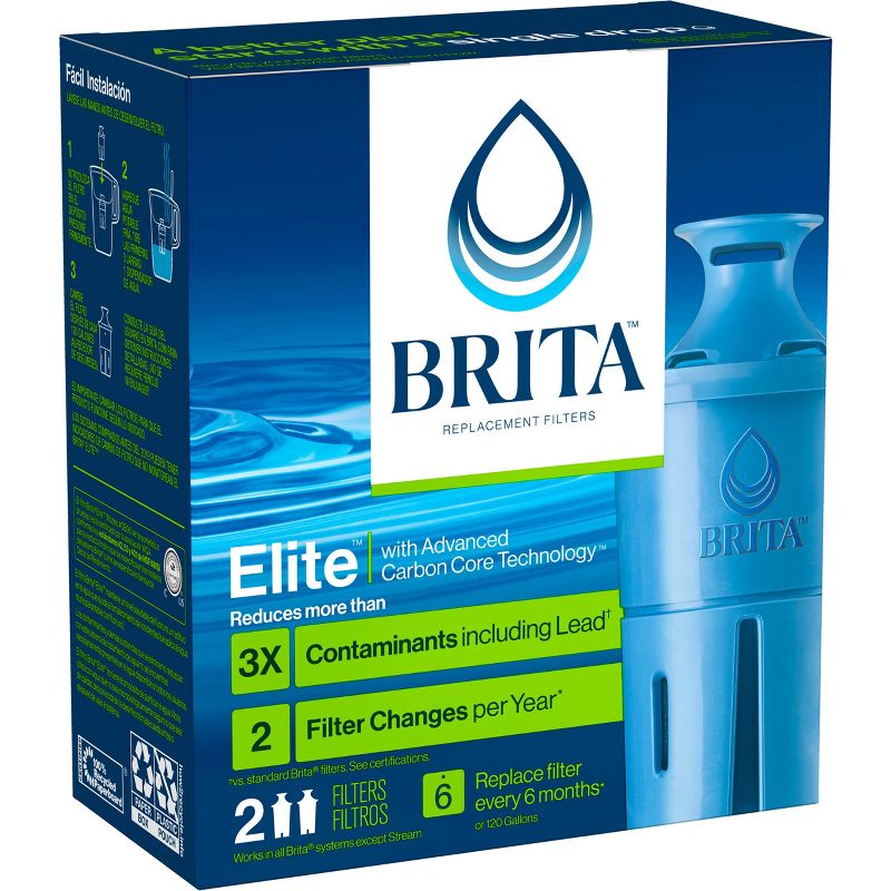 Brita 2ct Elite Replacement Water Filter for Pitchers and Dispensers, 4 of 13