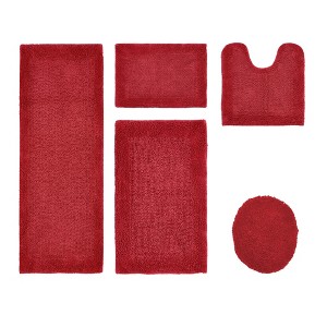 Edge Bath Rug 100% Premium Cotton Ultra-Soft Water Absorbent Tufted Solid Reversible 5 Piece Bathroom Rug Set for Machine Washable Bathmat - 1 of 2