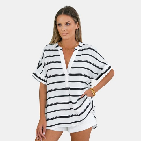 Women's Woven Striped V-neck Top - Cupshe : Target