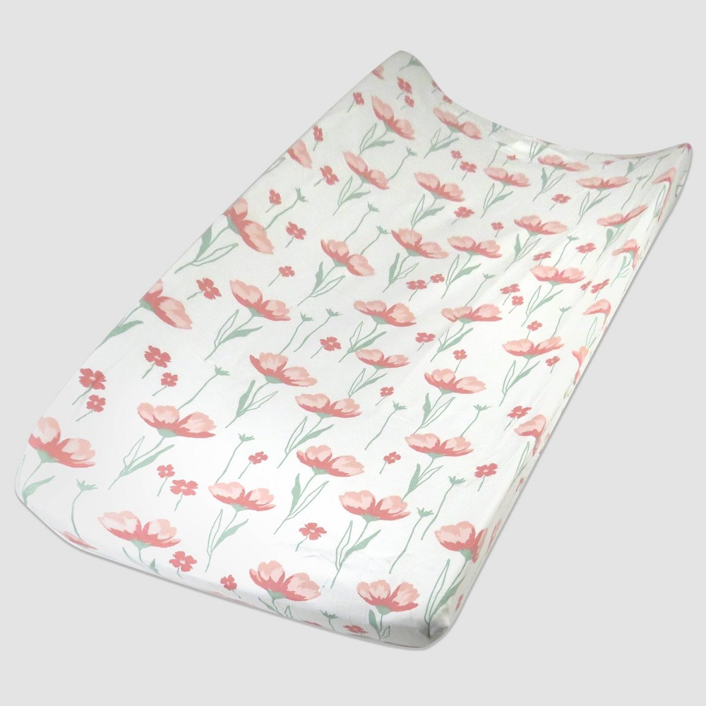 Photos - Changing Table Honest Baby Organic Changing Pad Cover - Strawberry Pink Floral