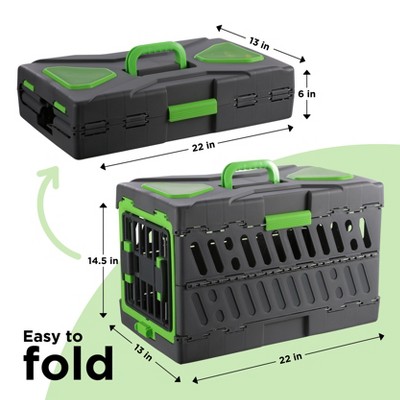 Green and Gray Collapsible Lightweight Pet Crate with Vents