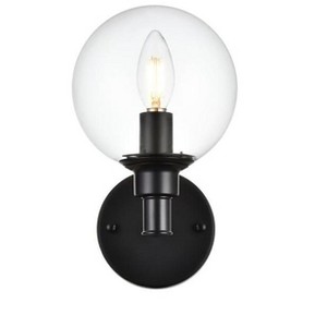 Elegant Lighting Jaelynn 1 light Black and Clear Bath Sconce - 1 of 4