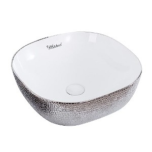 ALFI  Isabella Plus Collection Square Above Mount Basin with an Embossed Exterior, Smooth Interior, and Center Drain - 1 of 4