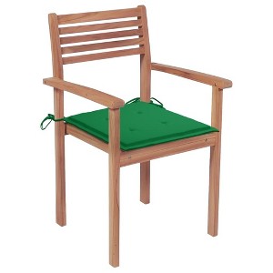 vidaXL Patio Chair Set of 6 Natural Teak Teak wood Standard Stackable - 1 of 4