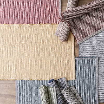 Leather Brown Diamond Handwoven Cotton Throw Rug 2x3 Ft