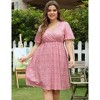 Coolmee Women's Plus Size Floral Midi Dress Wrap V Neck Ruffle Short Sleeve A Line Casual Dress - 2 of 4