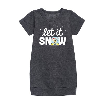 - SpongeBob SquarePants - Let It Snow Graphic Short Sleeve Fleece Dress