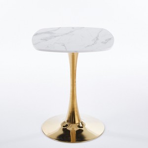 Gulches 24" Square Tulip Dining Table, White MDF Top & Golden Metal Pedestal Base, Modern Bistro Table for Small Space, Apartment, Cafe, Office - 1 of 4