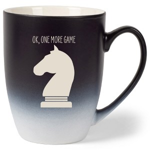 100 North Chess Knight 10 Ounce Black and White Two Toned Ombre, Comfortably Fits Your Hands, Ceramic Tea Coffee Cup Mug, Ok, One More Game - 1 of 1