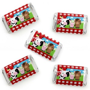 Big Dot of Happiness Farm Animals - Mini Candy Bar Wrapper Stickers - Barnyard Baby Shower or Birthday Party Small Favors - 40 Count - 1 of 4