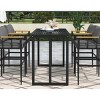 5-Piece Outdoor Dining Set, Patio Bar Sets with Dining Table and High Seat Dining Chairs, Iron Chairs with Foam Cushions–Cuddlewood - 3 of 4