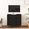 Drawers Dresser for Bedroom, Chest of Drawers with PU Leather Bins, Media Console Table, Fabric Closet Dresser for Living Room Hallway - 2 of 4