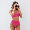Women's Vibrant Pink Ribbed Bikini Set - Cupshe - 2 of 4