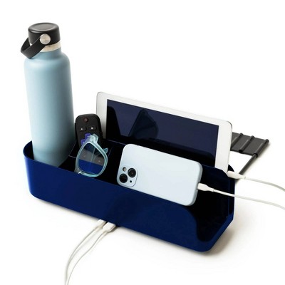 Squirrel Bedside Caddy Blue: Plastic Decorative Storage Bin, 100% Recycled, 14" Wide, No-Tool Assembly