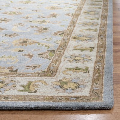 Light Blue and Beige Hand-Tufted Wool Area Rug 4' x 6'