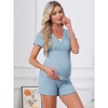 INSPIRE CHIC Maternity Modal Pajama Sets Short Sleeves Nursing Clothes Postpartum Loungewear Set Breastfeeding Tops & Shorts - 3 of 4